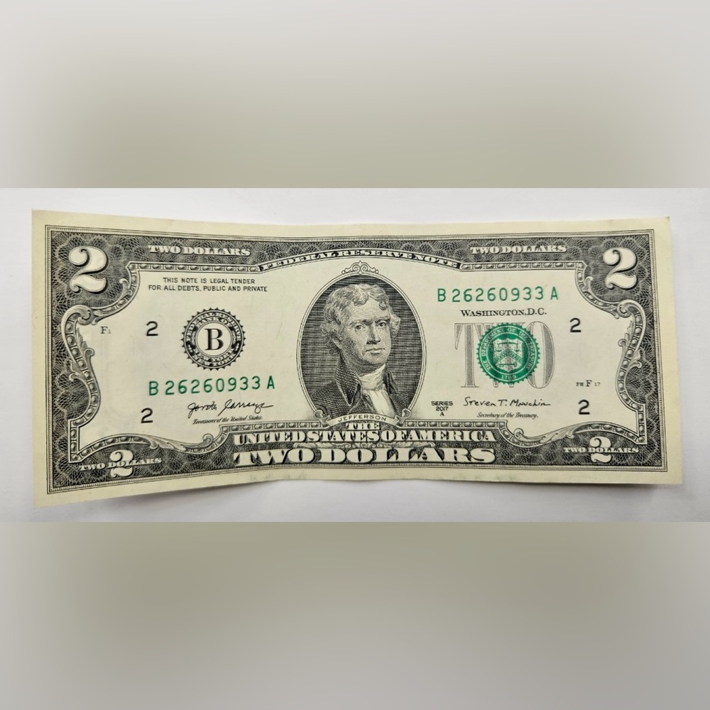 ** 2017A $2 Bill - Fancy Serial Number/Doubles/33 (Collectible Currency) **